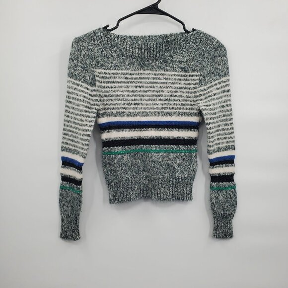 See by Chloé Marled Stripe Wool Blend Sweater Top Women Size XS Knit Boat Neck - Picture 3 of 12